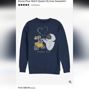 Disney Wall-E and Eve Navy Crewneck Sweater